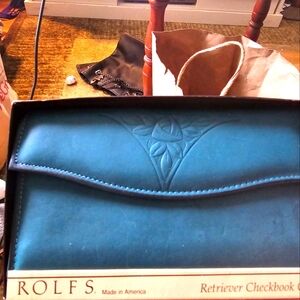 VINTAGE ROLFS Green 💚 retriever checkbook clutch never used